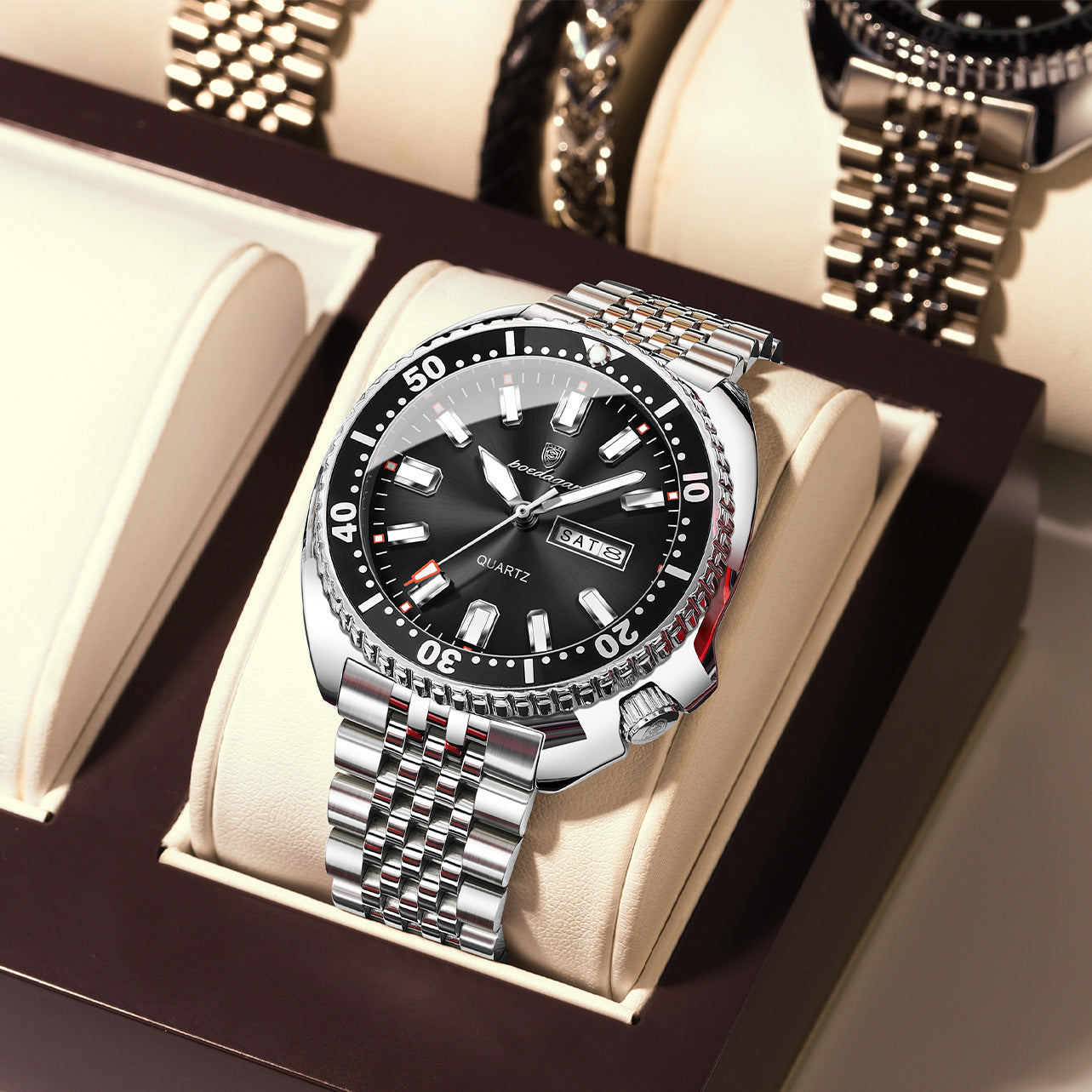 Reloj Poedagar Hombre Original Plateado PG-682-PLNE