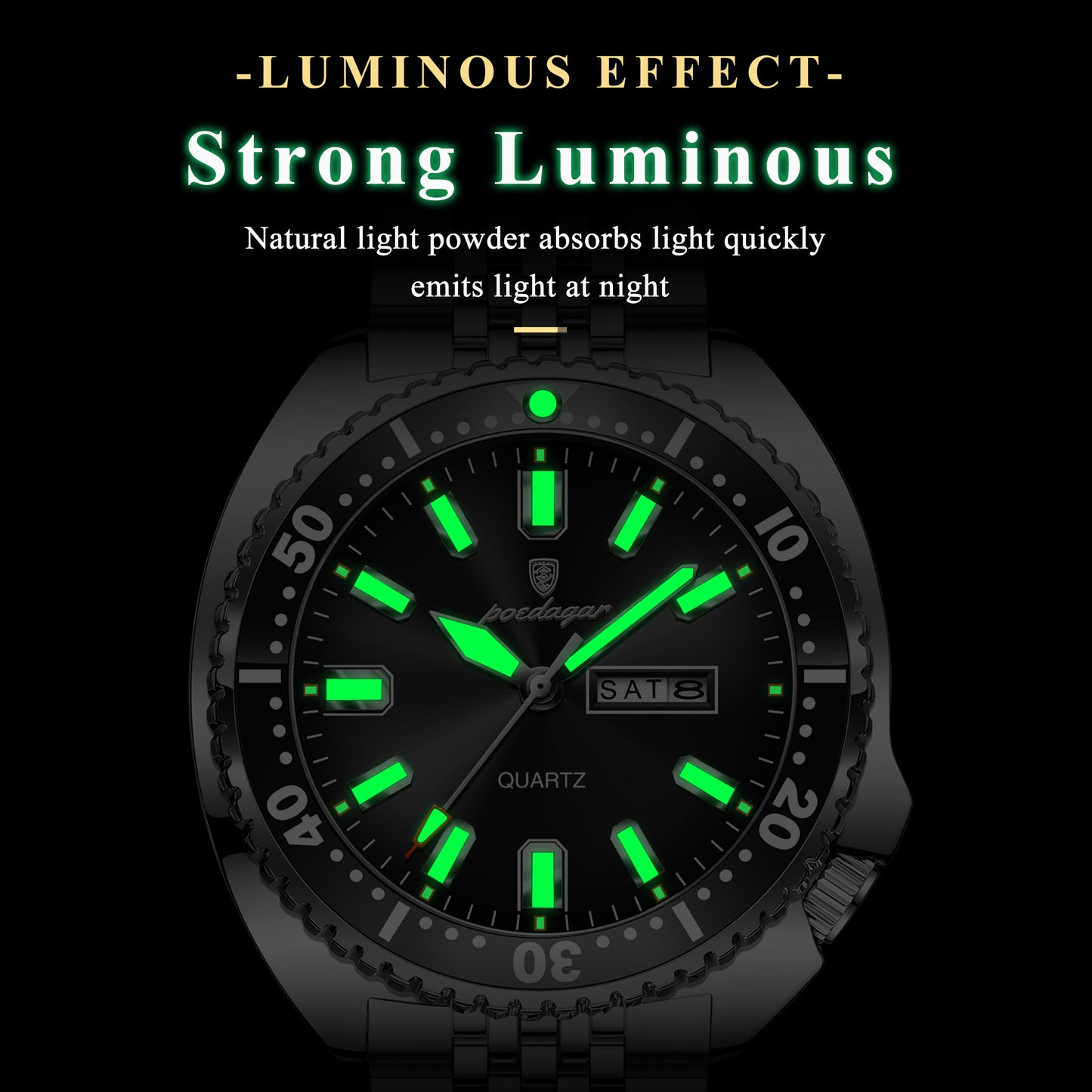 Reloj Poedagar Hombre Original Plateado PG-682-PLNE