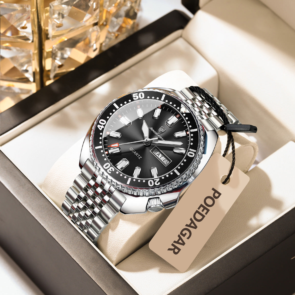 Reloj Poedagar Hombre Original Plateado PG-682-PLNE