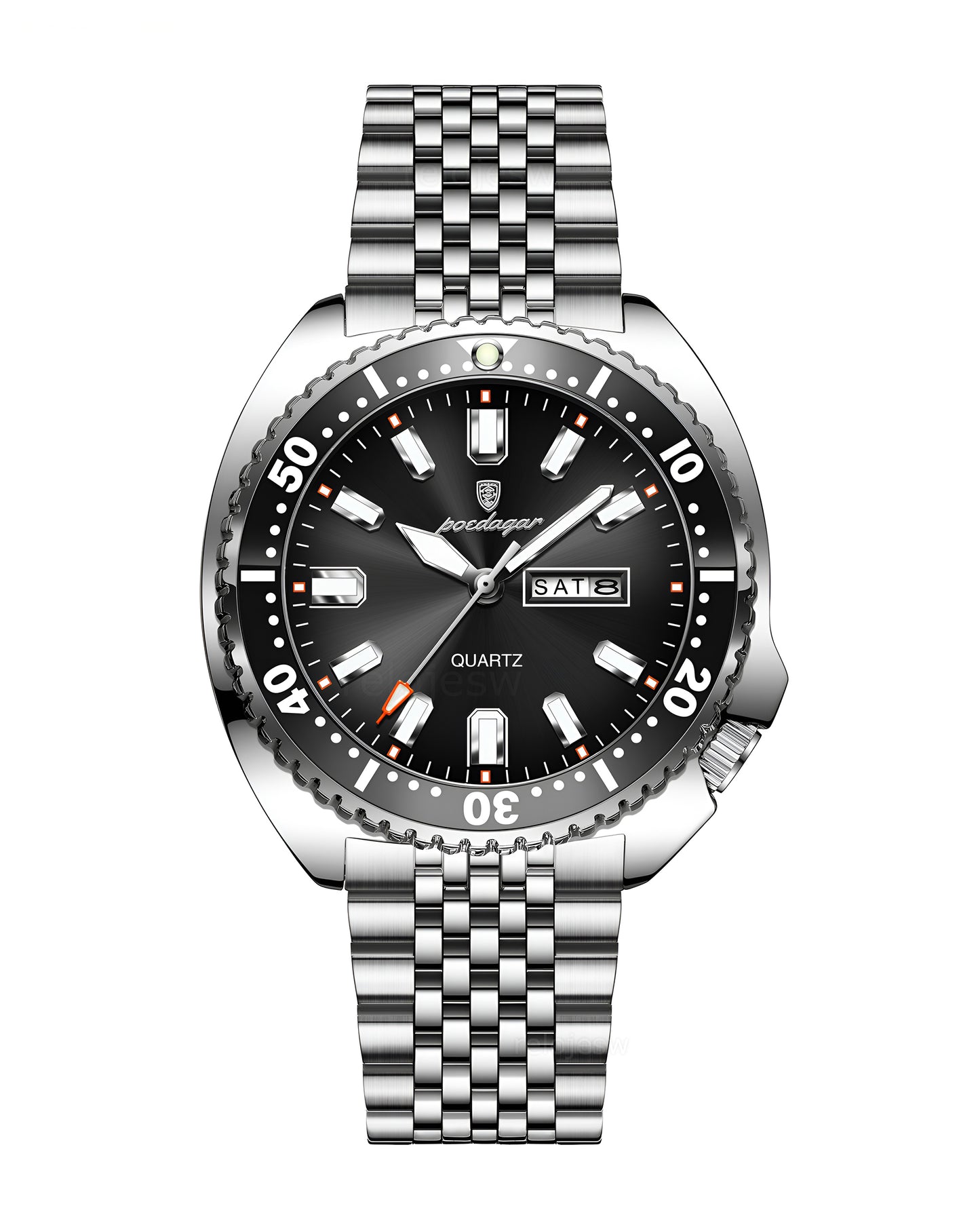 Reloj Poedagar Hombre Original Plateado PG-682-PLNE