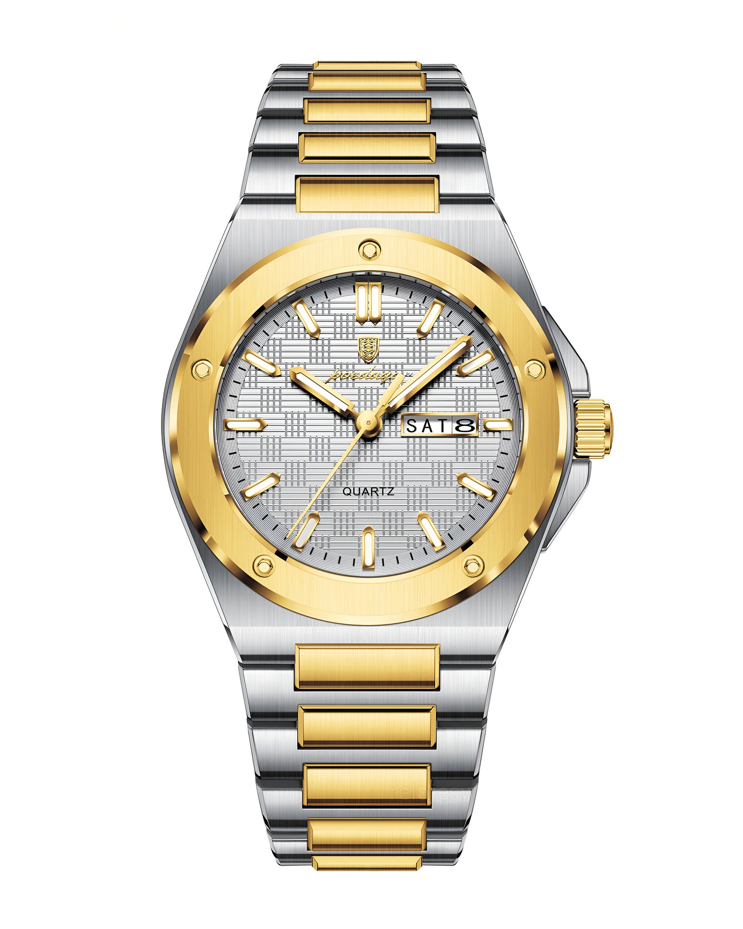 Reloj Poedagar Hombre Original Plateado y Dorado PG-696-BIPL