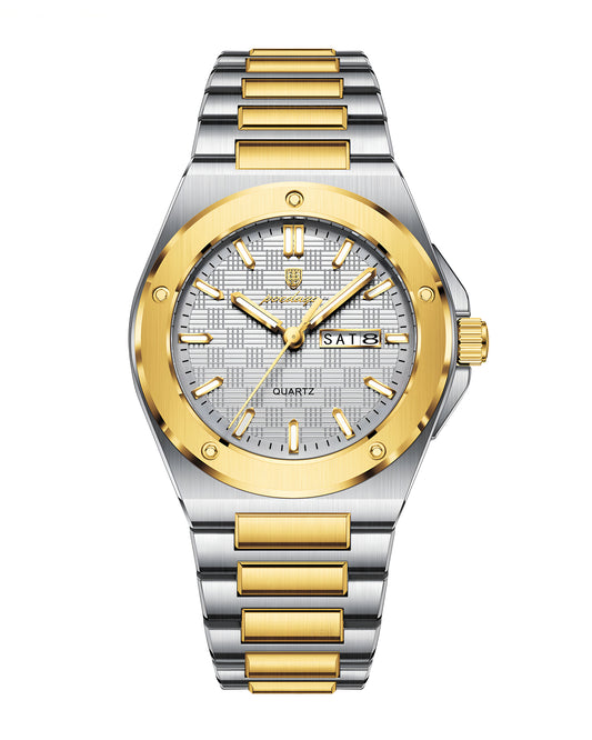 Reloj Poedagar Hombre Plateado y Dorado PG-696-BIPL