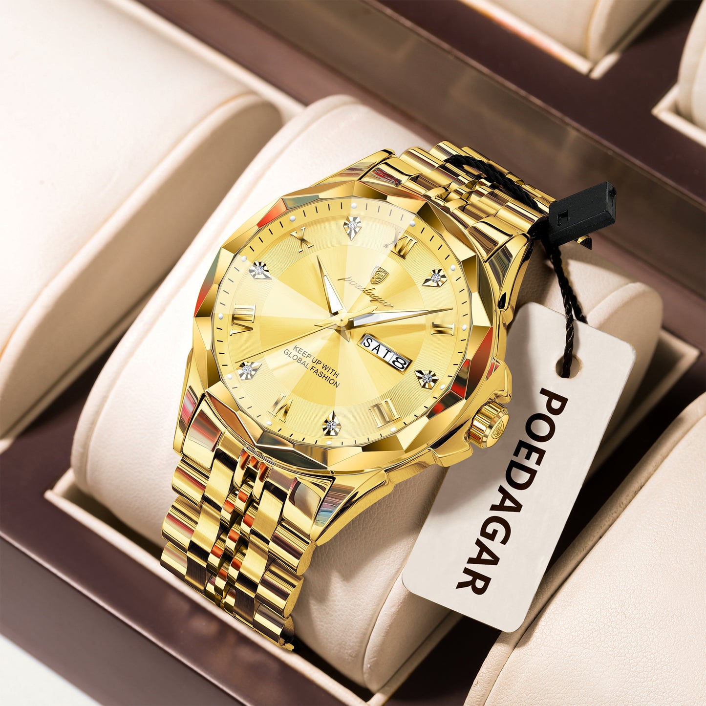 Reloj Poedagar Hombre Original Dorado PG-698-DODO