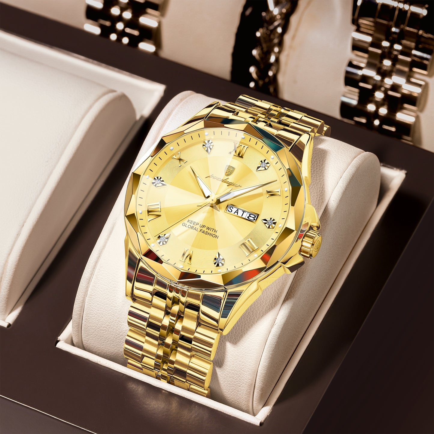 Reloj Poedagar Hombre Original Dorado PG-698-DODO