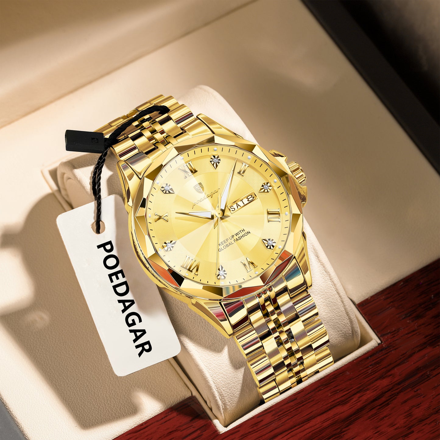 Reloj Poedagar Hombre Original Dorado PG-698-DODO