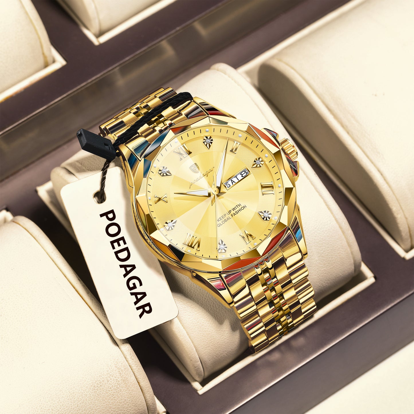 Reloj Poedagar Hombre Original Dorado PG-698-DODO