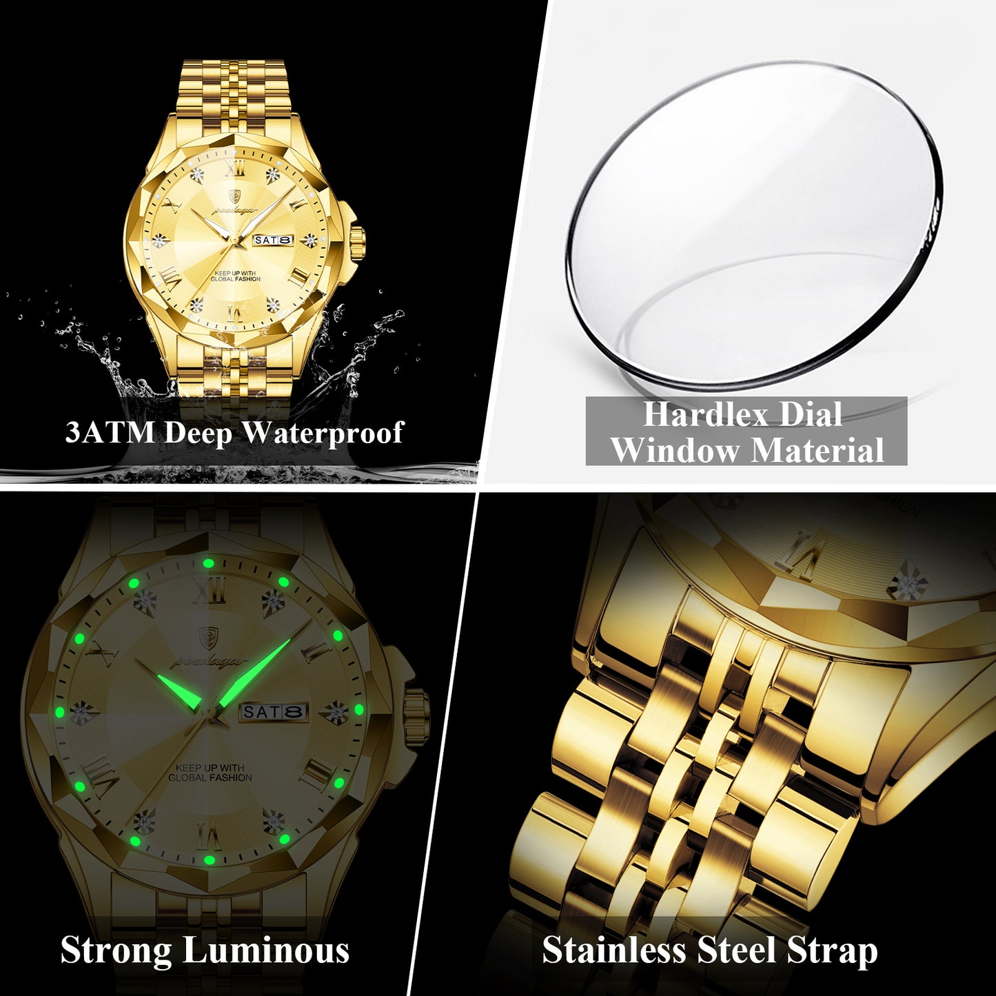 Reloj Poedagar Hombre Original Dorado PG-698-DODO