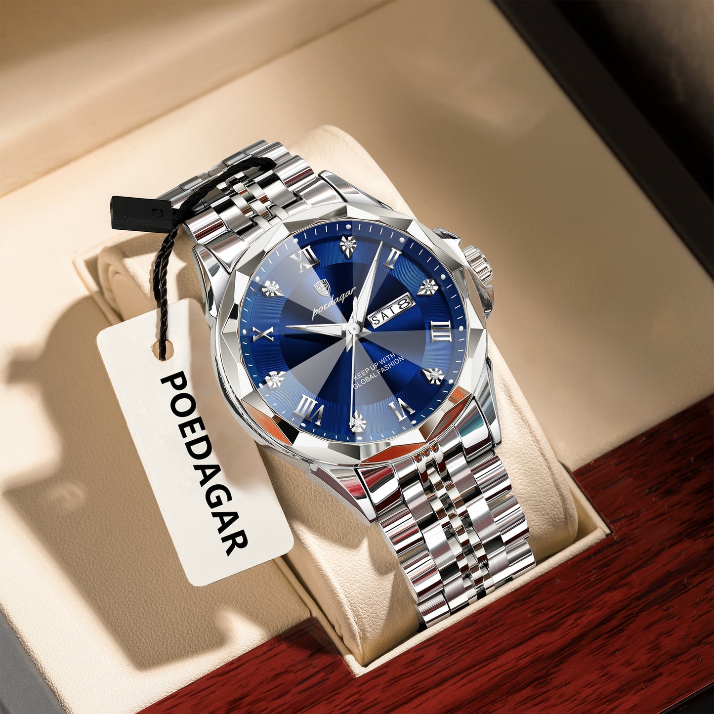 Reloj Poedagar Hombre Original Plateado PG-698-PLAZ