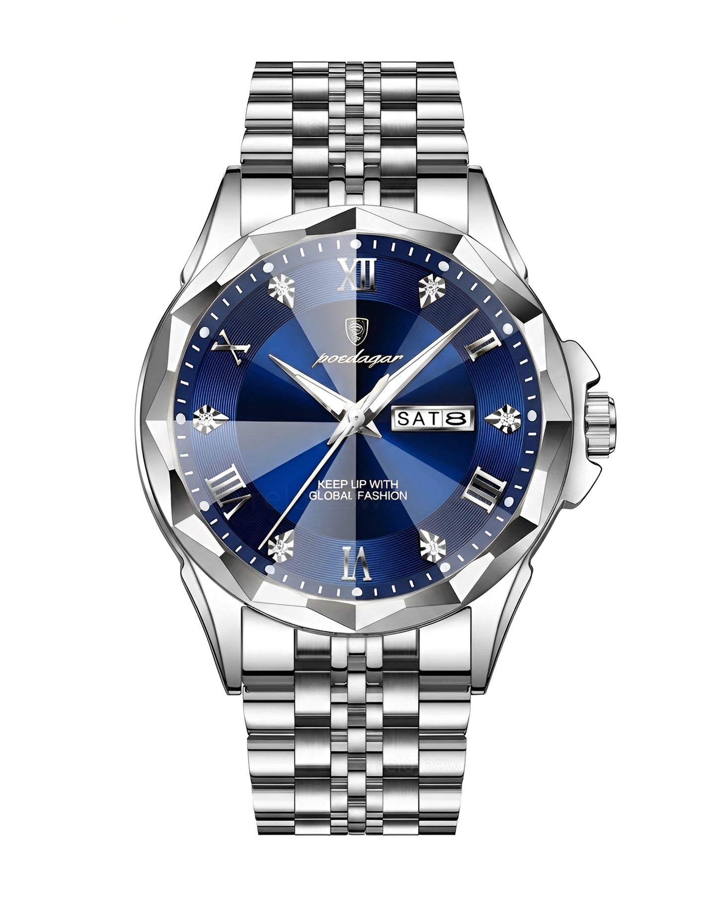 Reloj Poedagar Hombre Original Plateado PG-698-PLAZ