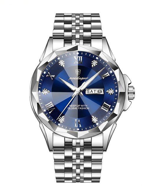 Reloj Poedagar Hombre Original Plateado PG-698-PLAZ