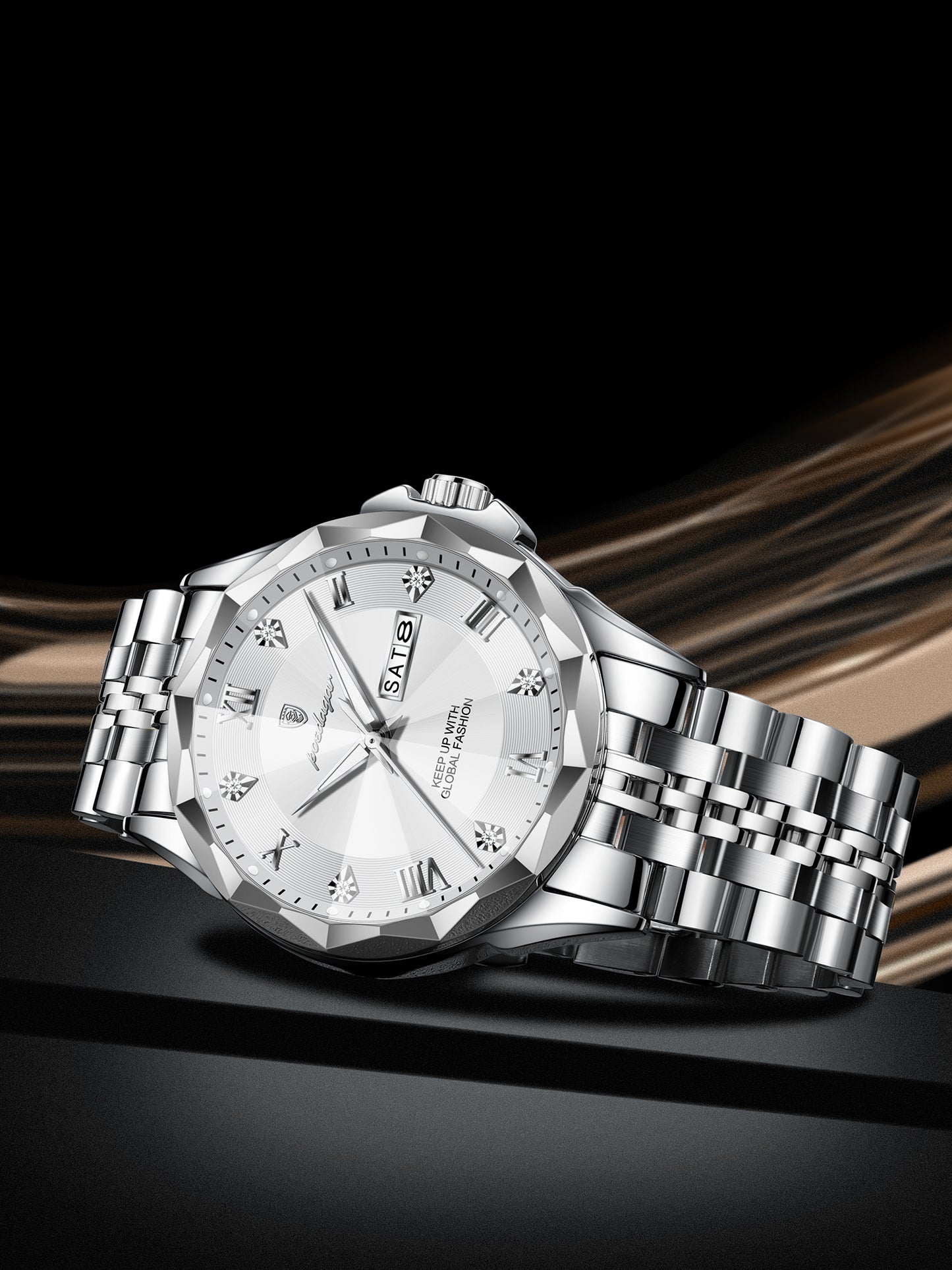 Reloj Poedagar Hombre Original Plateado PG-698-PLPL