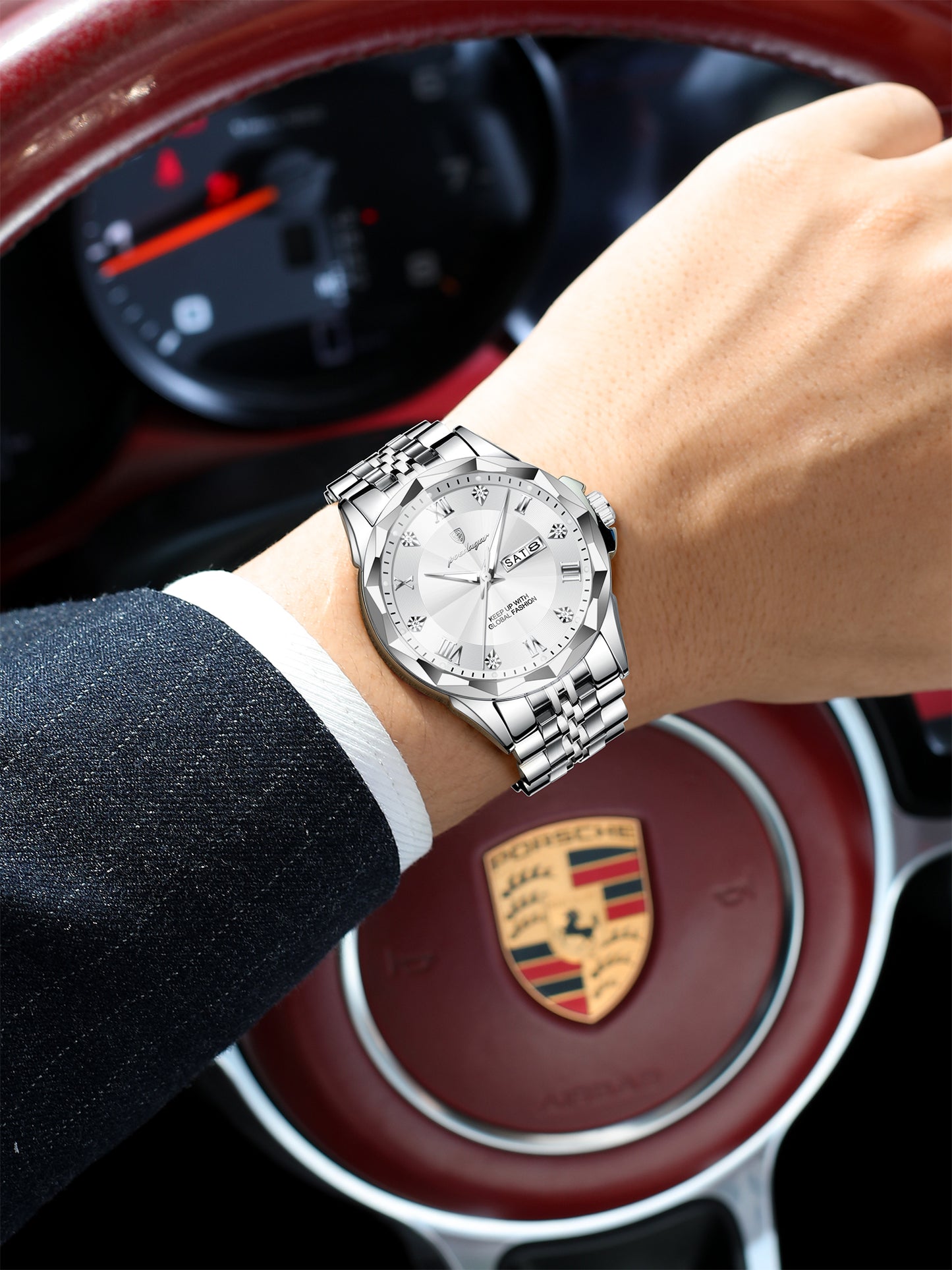 Reloj Poedagar Hombre Original Plateado PG-698-PLPL