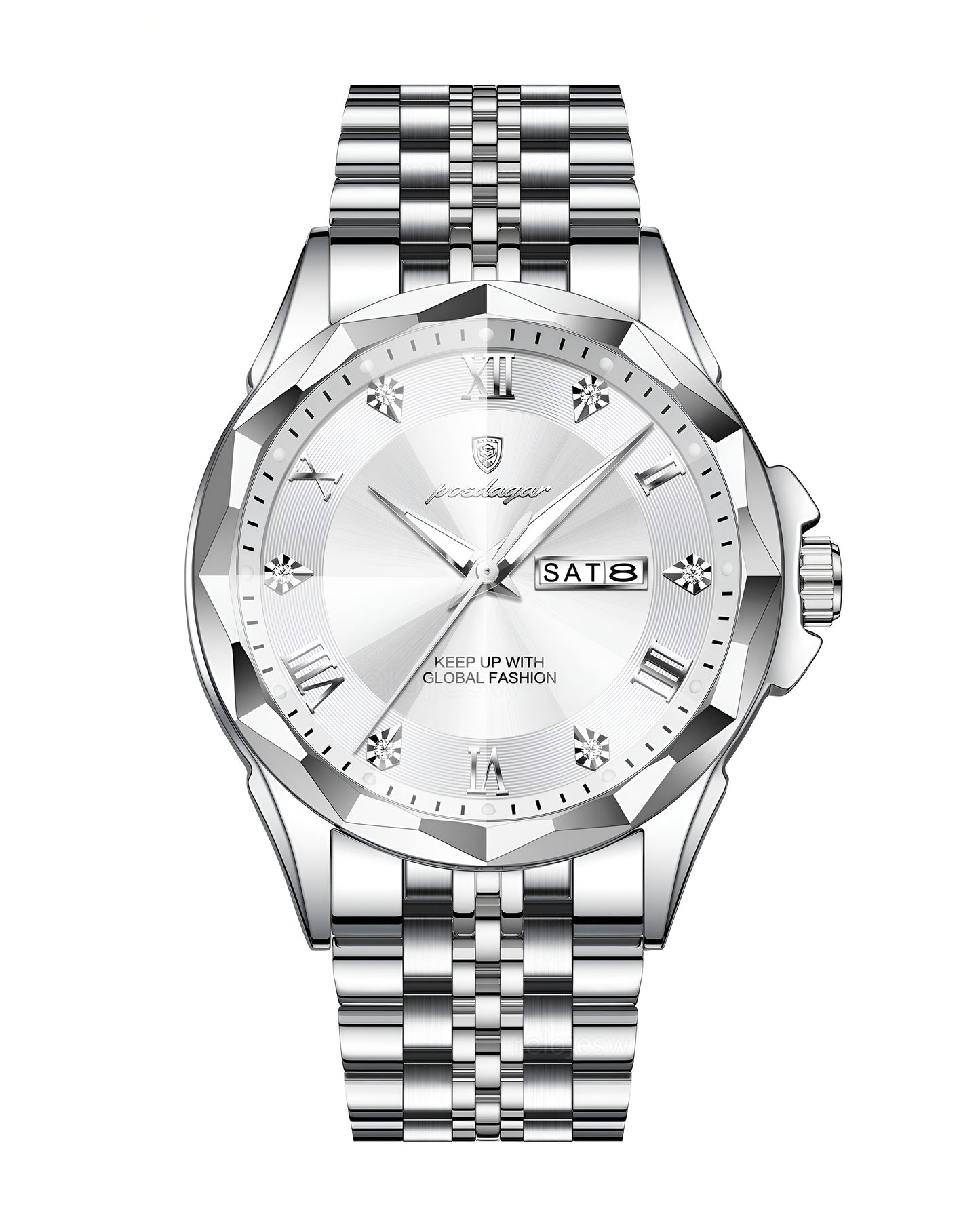 Reloj Poedagar Hombre Original Plateado PG-698-PLPL