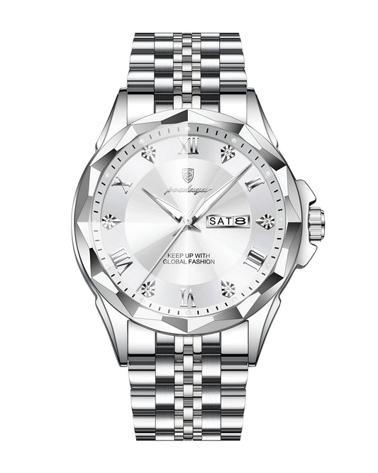 Reloj Poedagar Hombre Original Plateado PG-698-PLPL