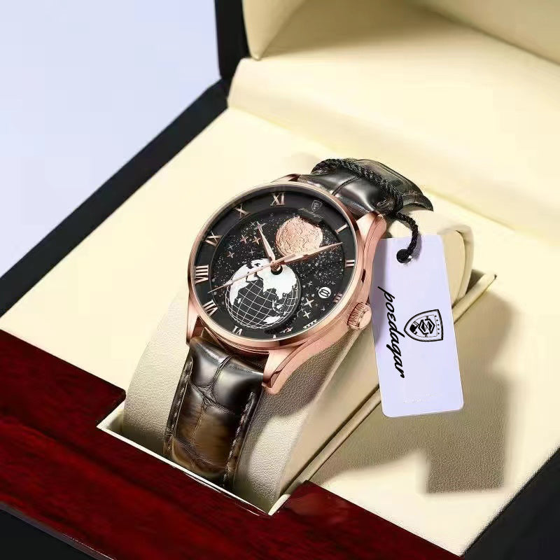 Reloj Poedagar Hombre Original Negro PG-803-MAOR