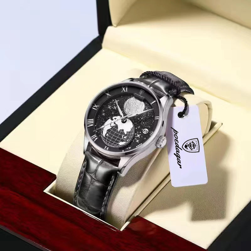 Reloj Poedagar Hombre Original Negro PG-803-NEPL