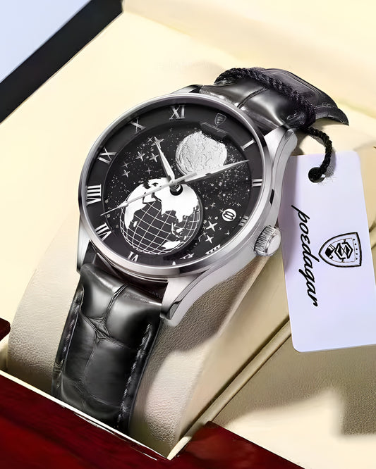 Reloj Poedagar Hombre Original Negro PG-803-NEPL