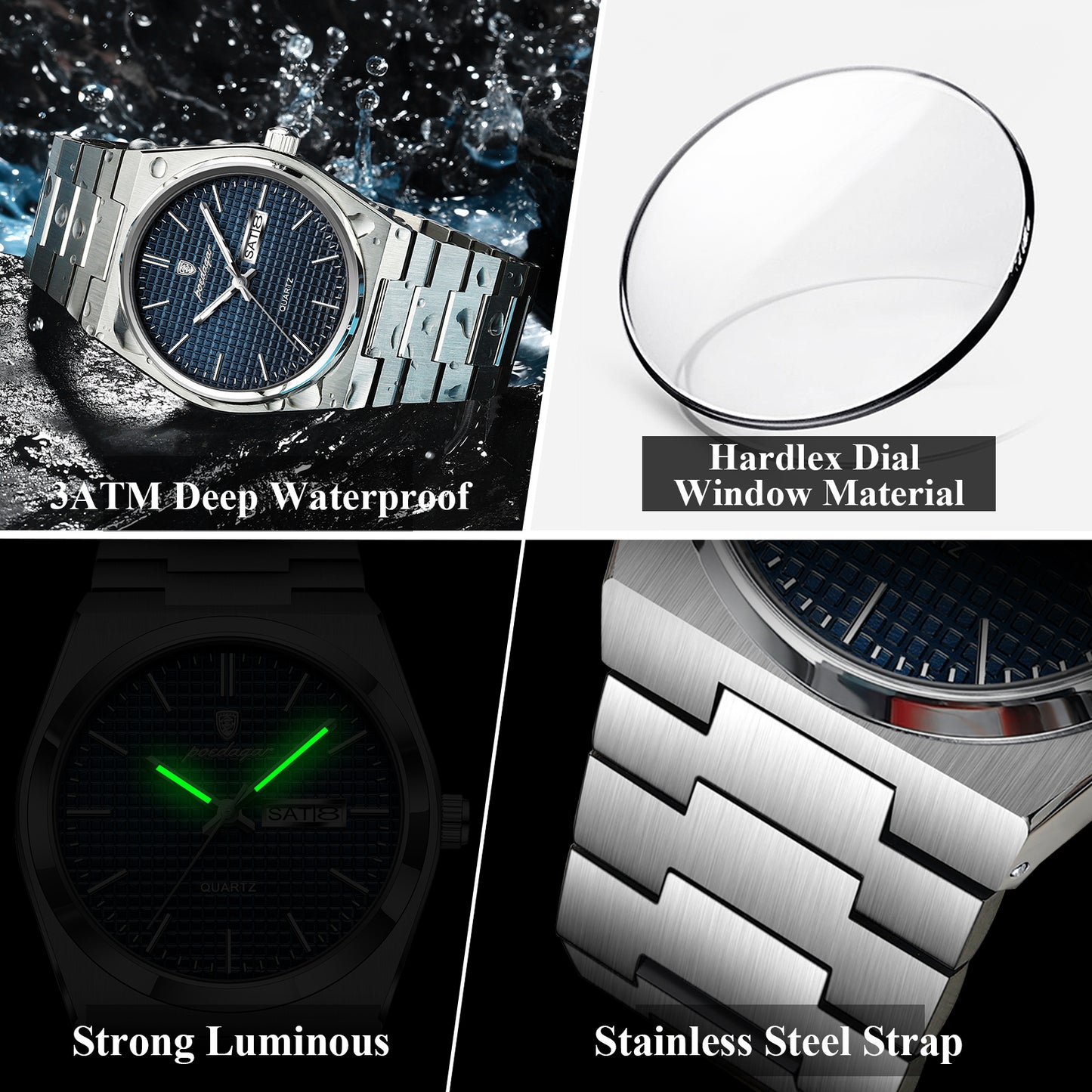 Reloj Poedagar Hombre Original Dorado PG-821-PLAZ