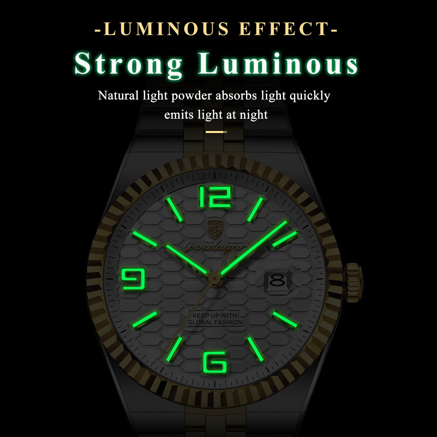 Reloj Poedagar Hombre Original Plateado y Dorado PG-839-BIPL