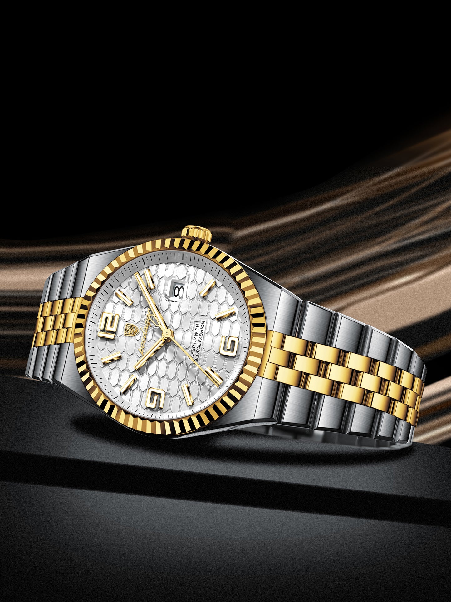 Reloj Poedagar Hombre Original Plateado y Dorado PG-839-BIPL