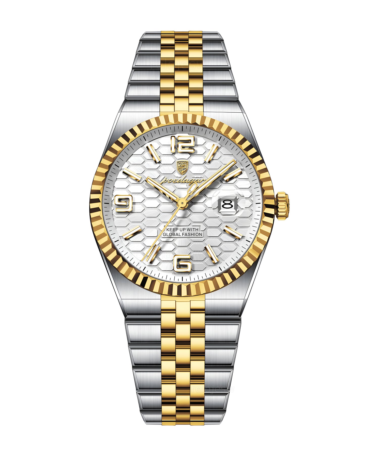Reloj Poedagar Hombre Original Plateado y Dorado PG-839-BIPL