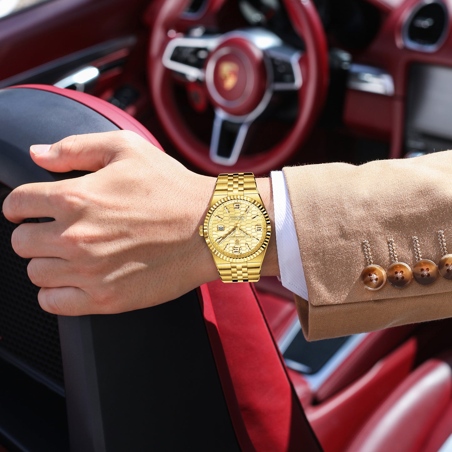 Reloj Poedagar Hombre Original Dorado PG-839-DODO