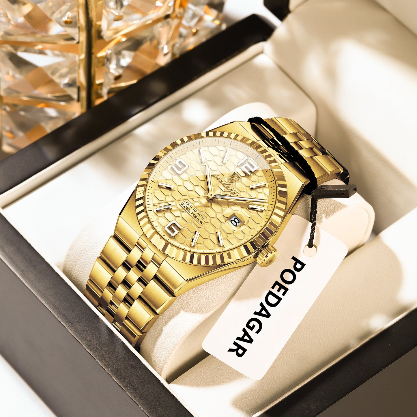 Reloj Poedagar Hombre Original Dorado PG-839-DODO