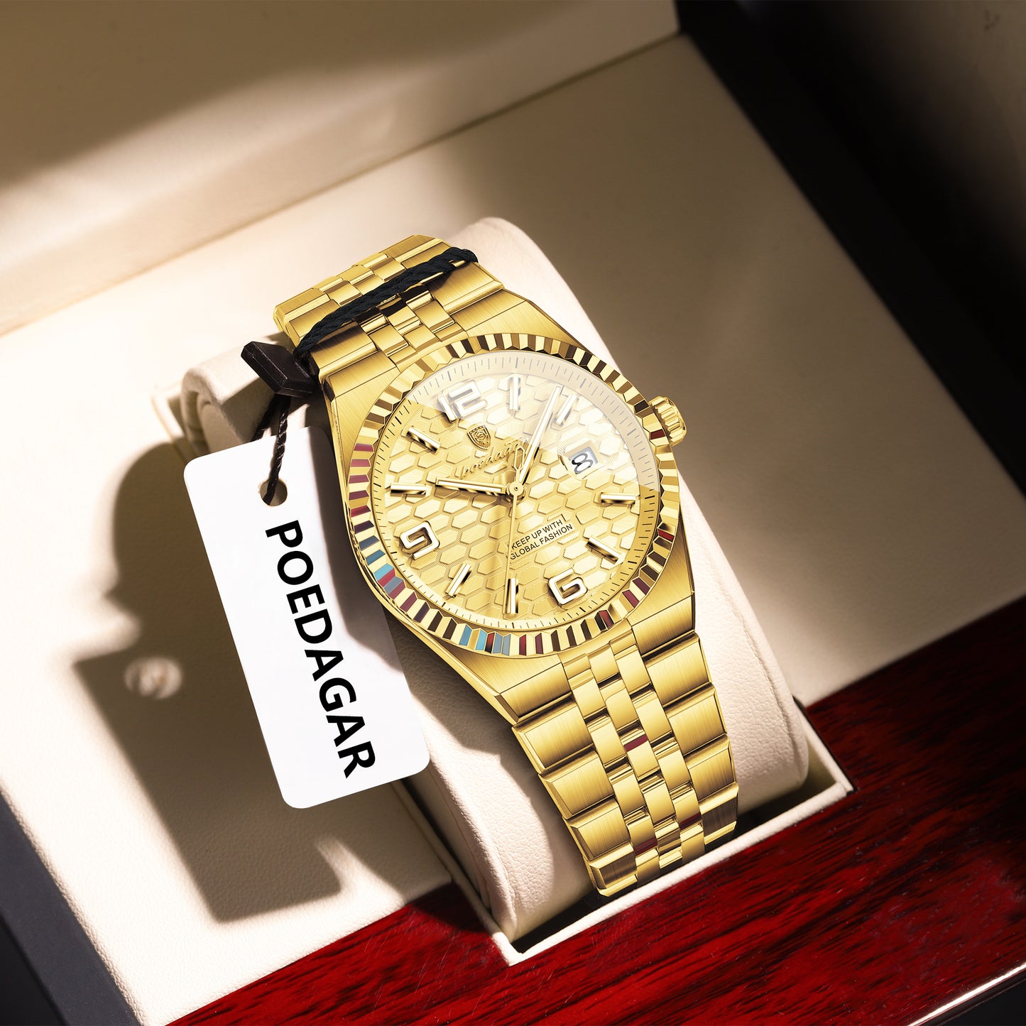 Reloj Poedagar Hombre Original Dorado PG-839-DODO