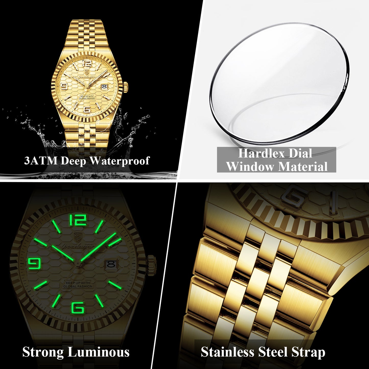 Reloj Poedagar Hombre Original Dorado PG-839-DODO