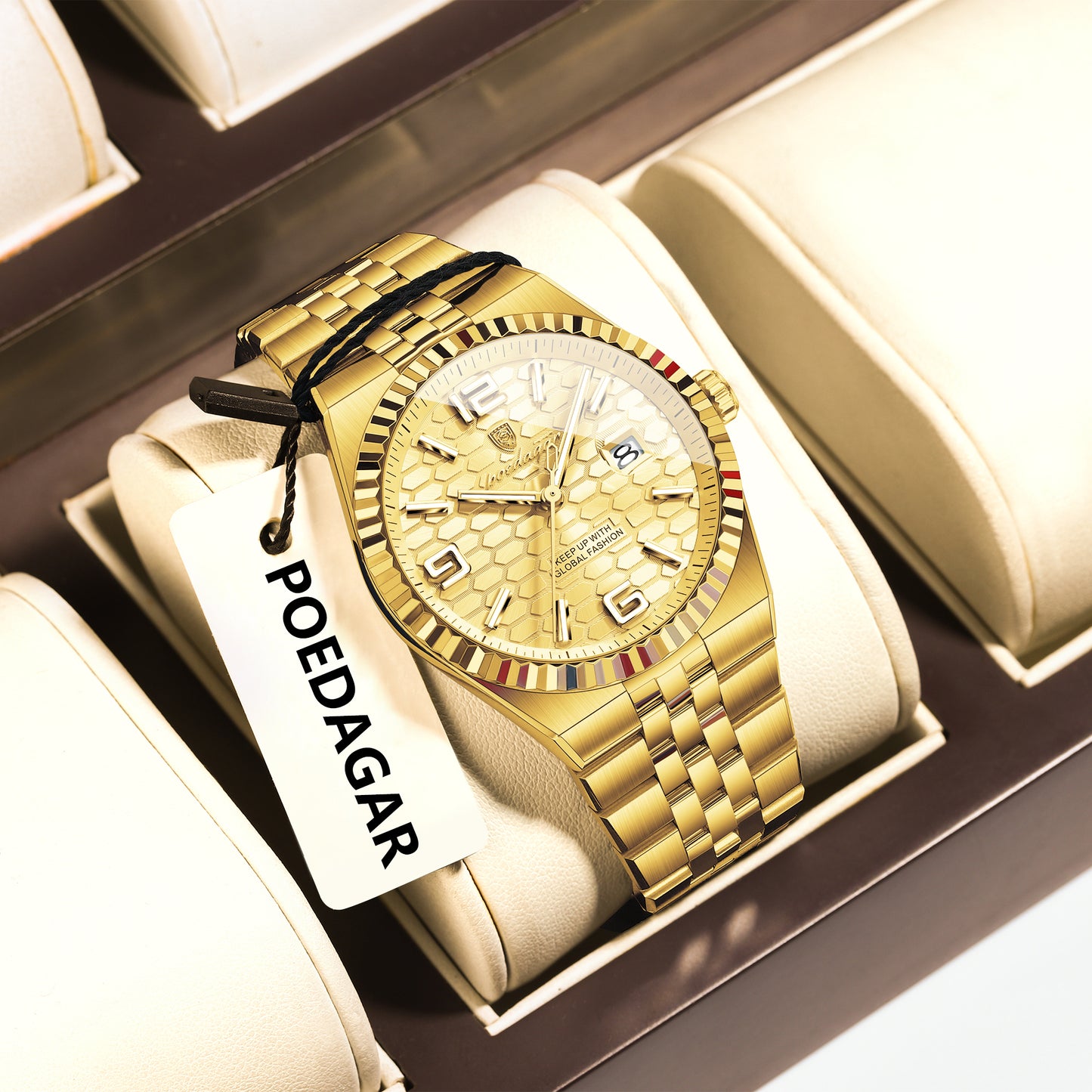 Reloj Poedagar Hombre Original Dorado PG-839-DODO