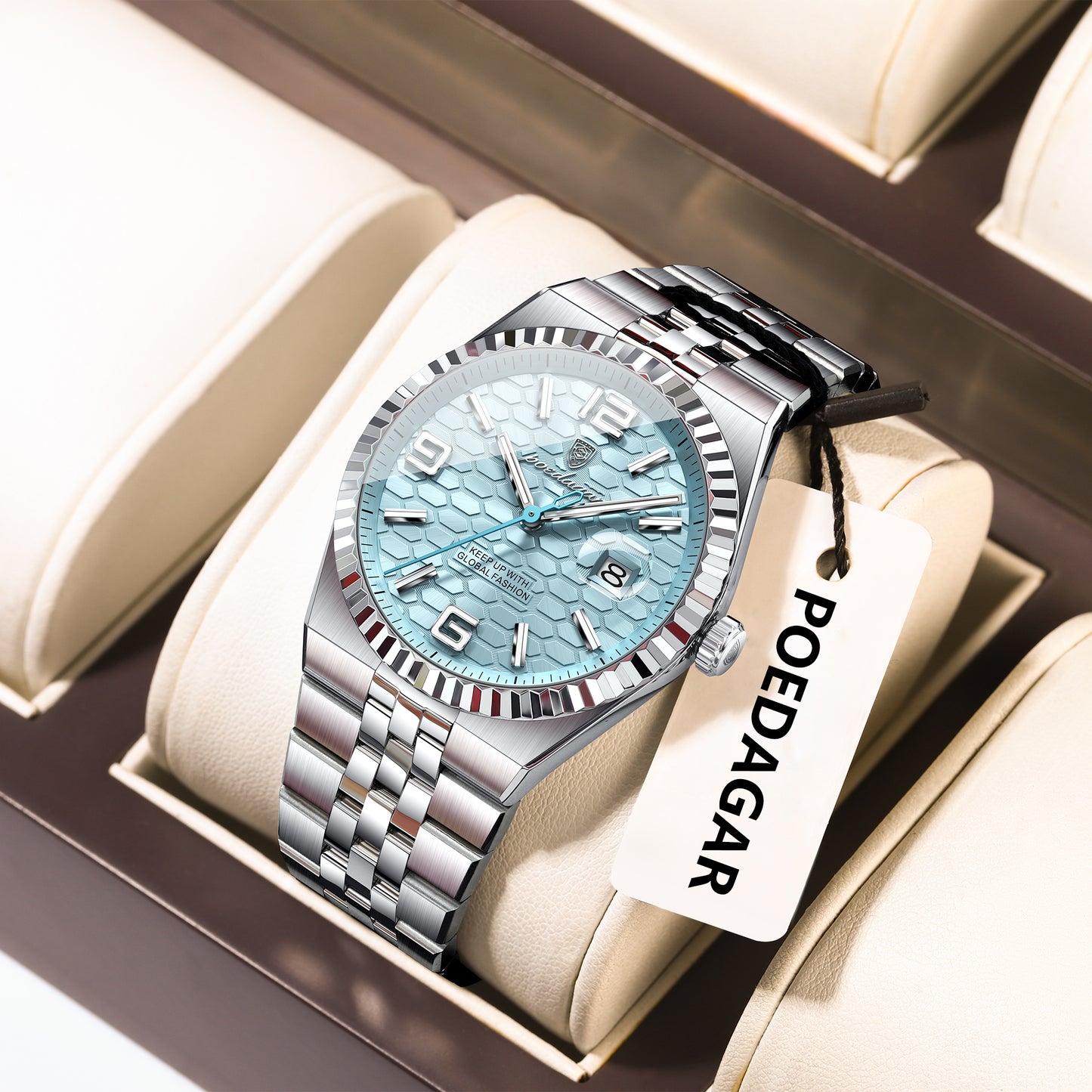 Reloj Poedagar Hombre Original Plateado PG-839-PLCE