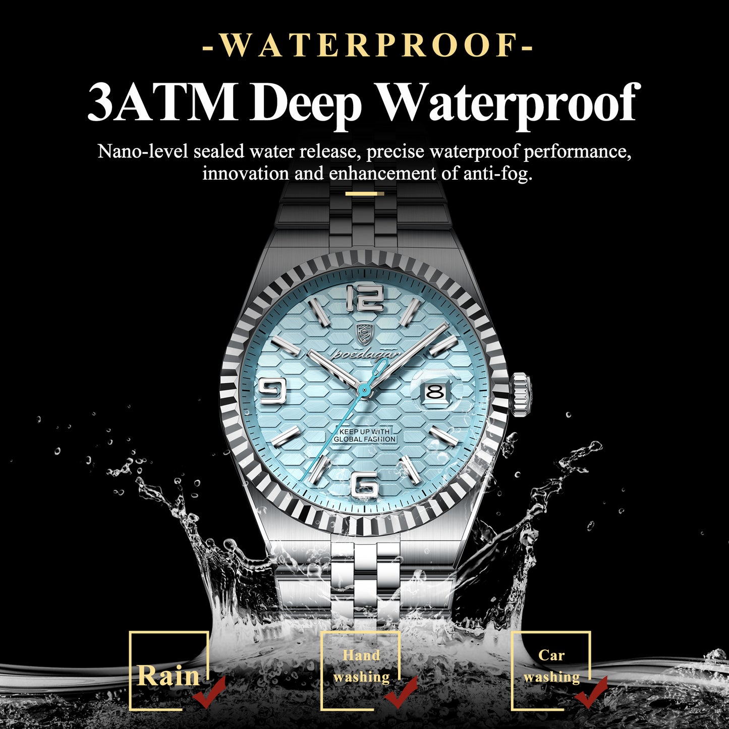 Reloj Poedagar Hombre Original Plateado PG-839-PLCE