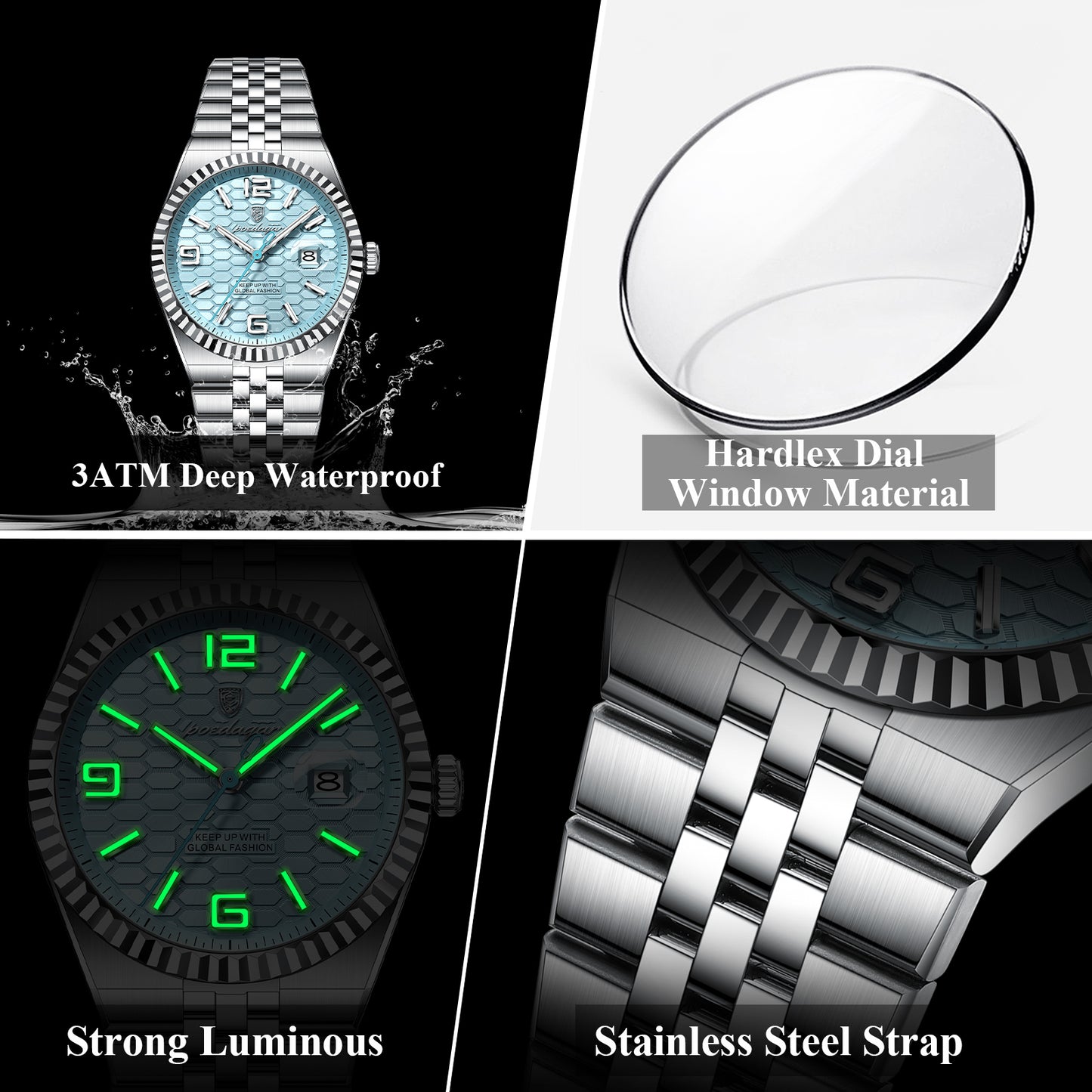 Reloj Poedagar Hombre Original Plateado PG-839-PLCE