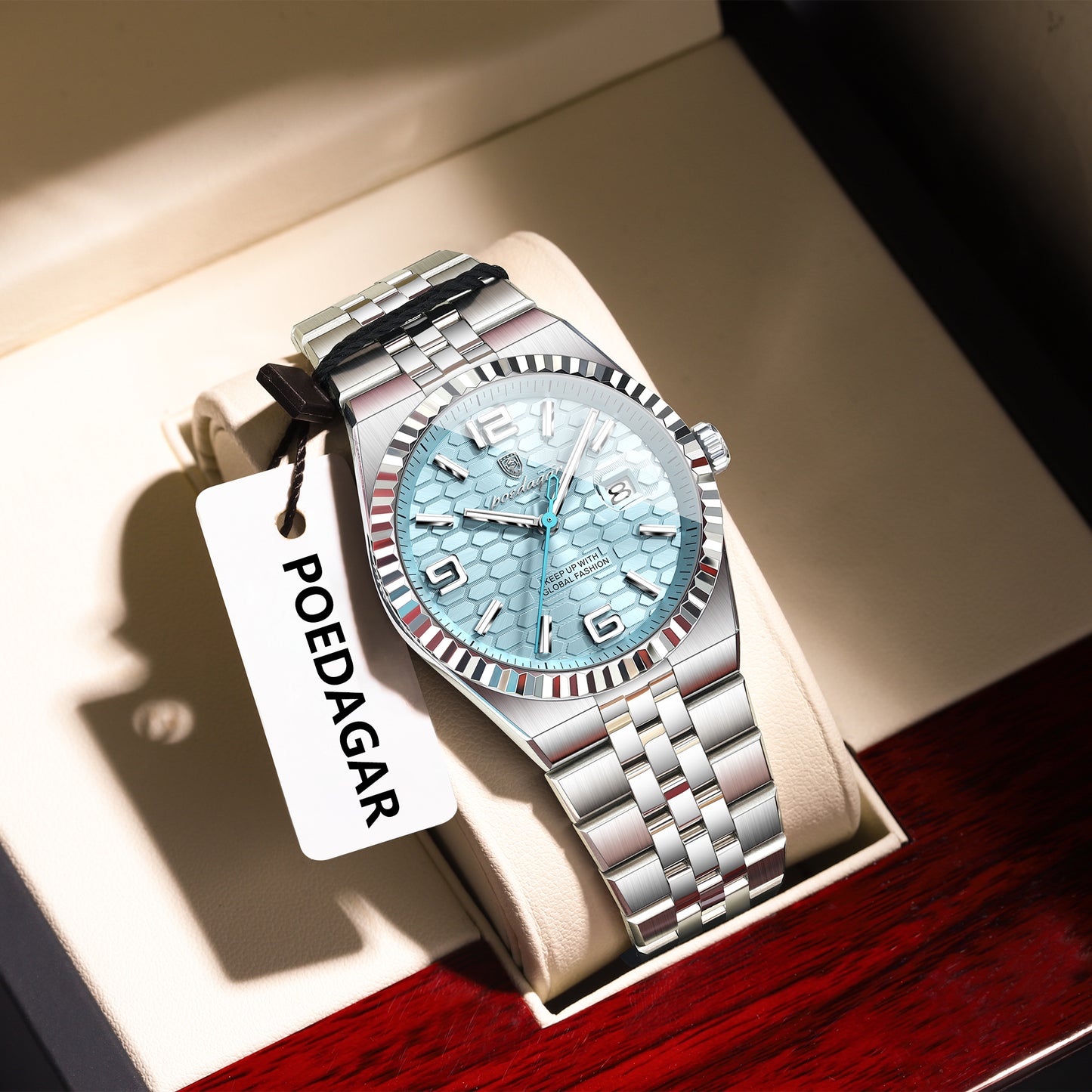 Reloj Poedagar Hombre Original Plateado PG-839-PLCE