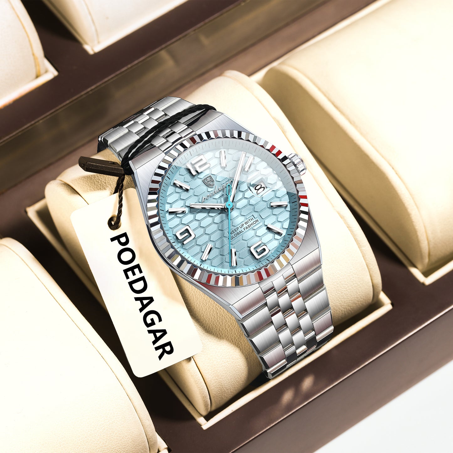 Reloj Poedagar Hombre Original Plateado PG-839-PLCE