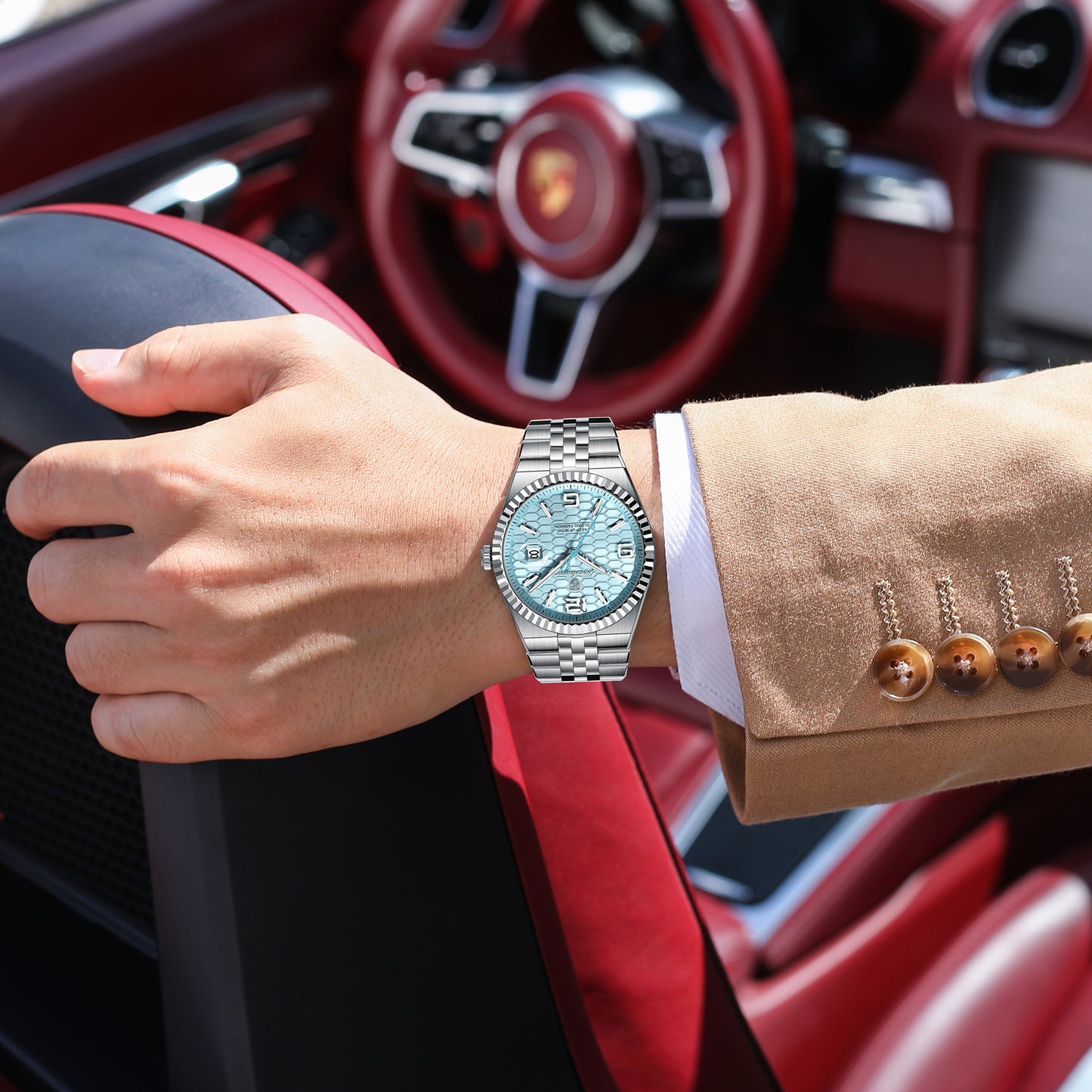 Reloj Poedagar Hombre Original Plateado PG-839-PLCE