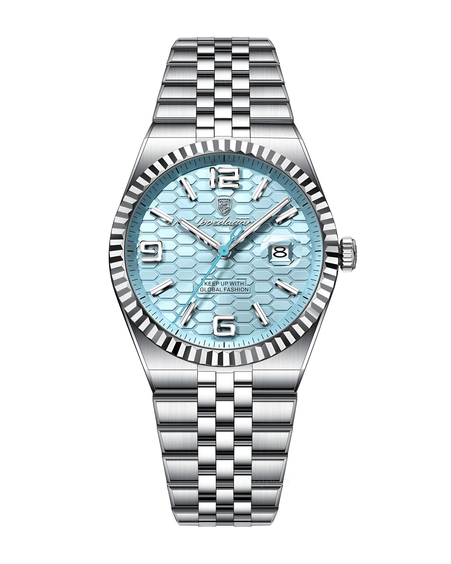 Reloj Poedagar Hombre Original Plateado PG-839-PLCE