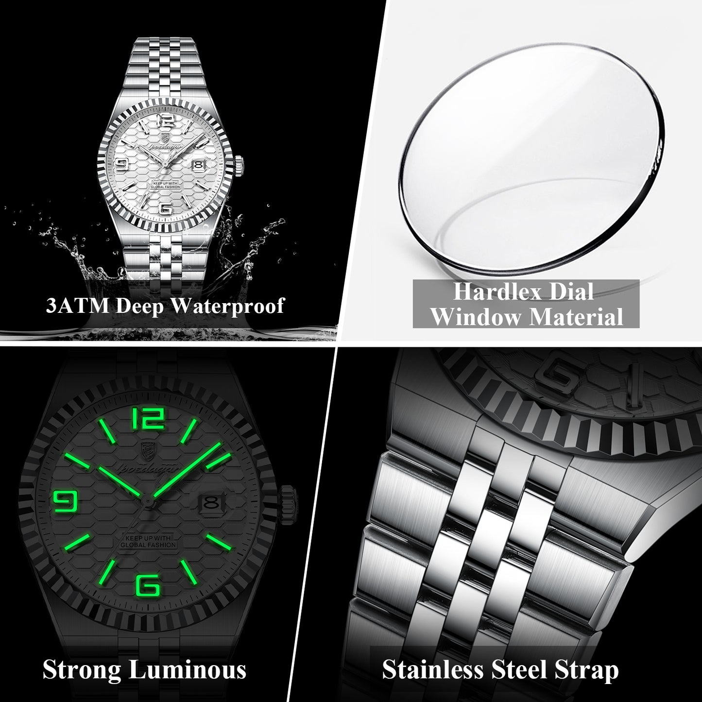 Reloj Poedagar Hombre Original Plateado PG-839-PLPL