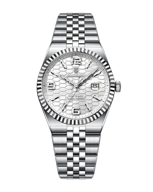 Reloj Poedagar Hombre Original Plateado PG-839-PLPL