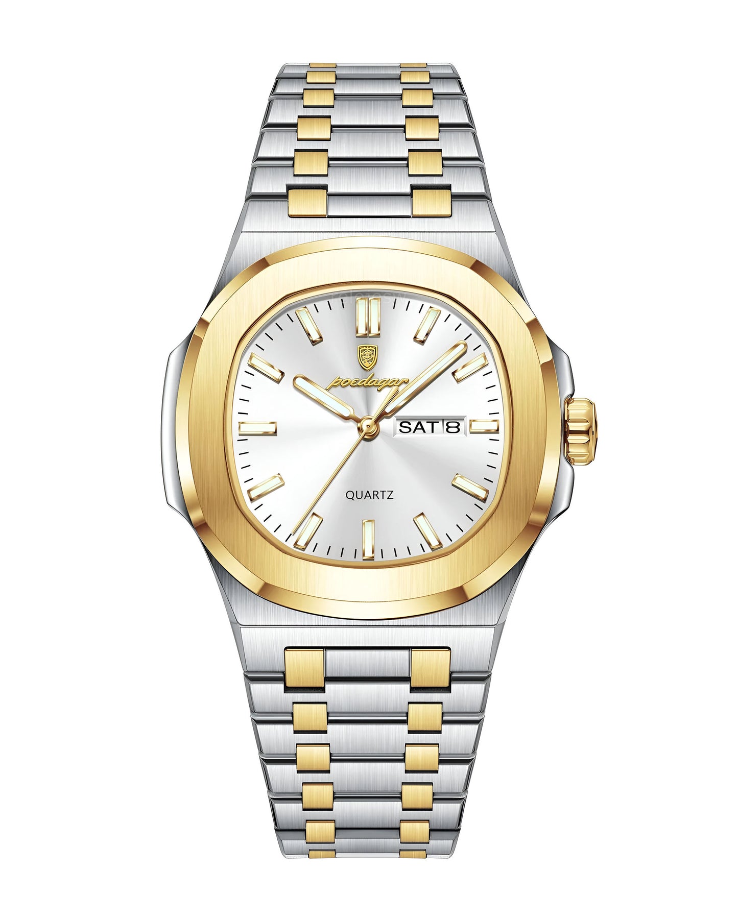 Reloj Poedagar Hombre Plateado Dorado PG-853-BIPL