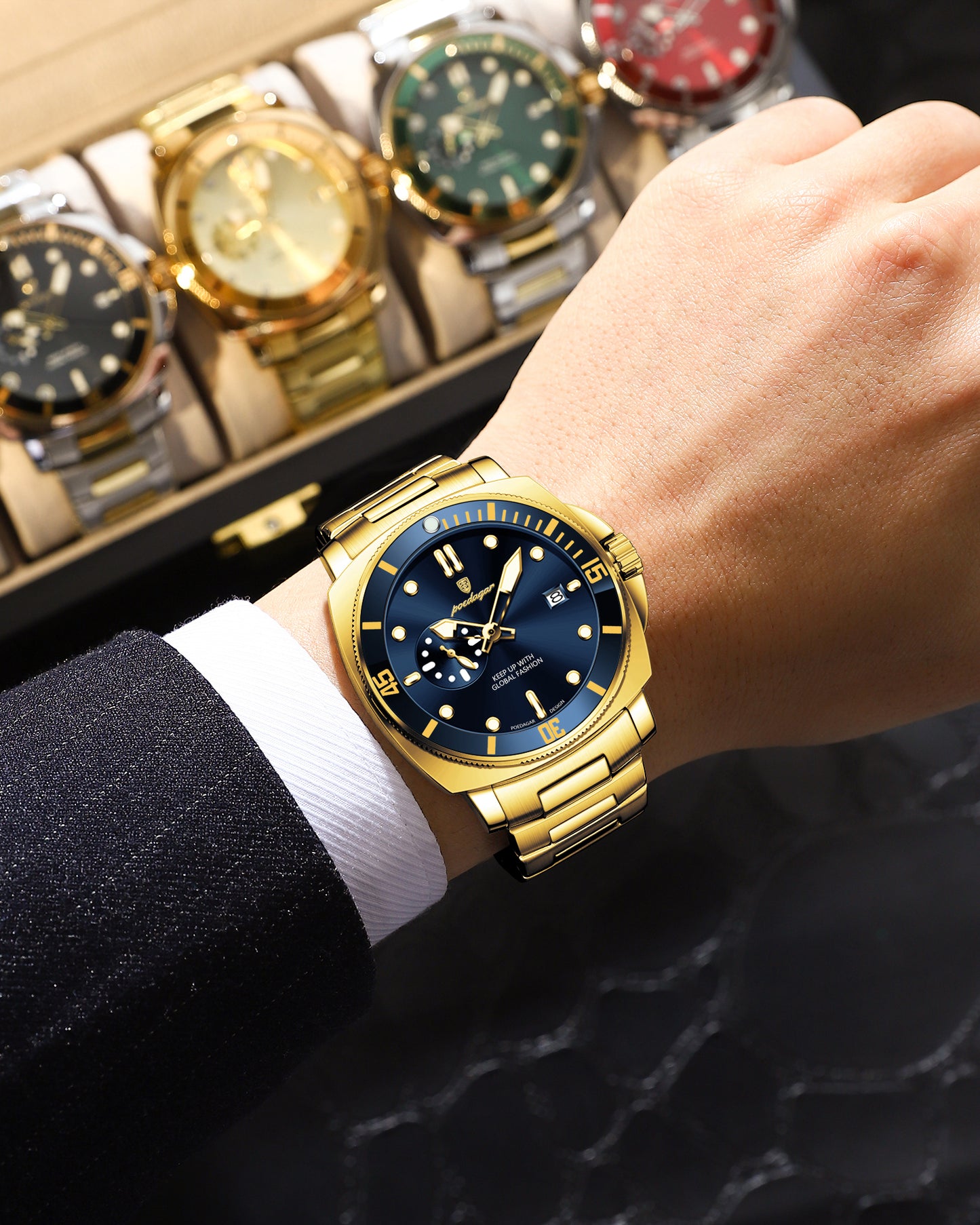 Reloj Poedagar Hombre Original Dorado PG-873-DOAZ