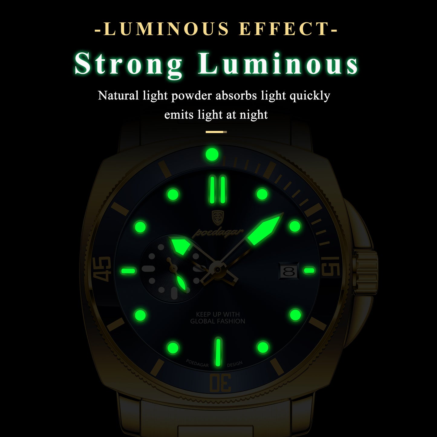 Reloj Poedagar Hombre Original Dorado PG-873-DOAZ