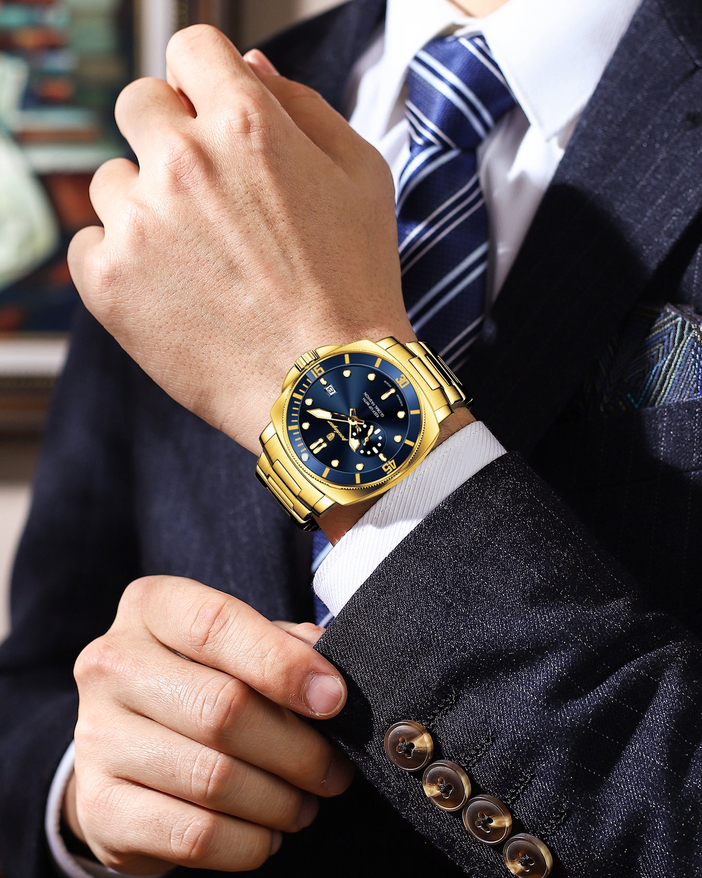 Reloj Poedagar Hombre Original Dorado PG-873-DOAZ