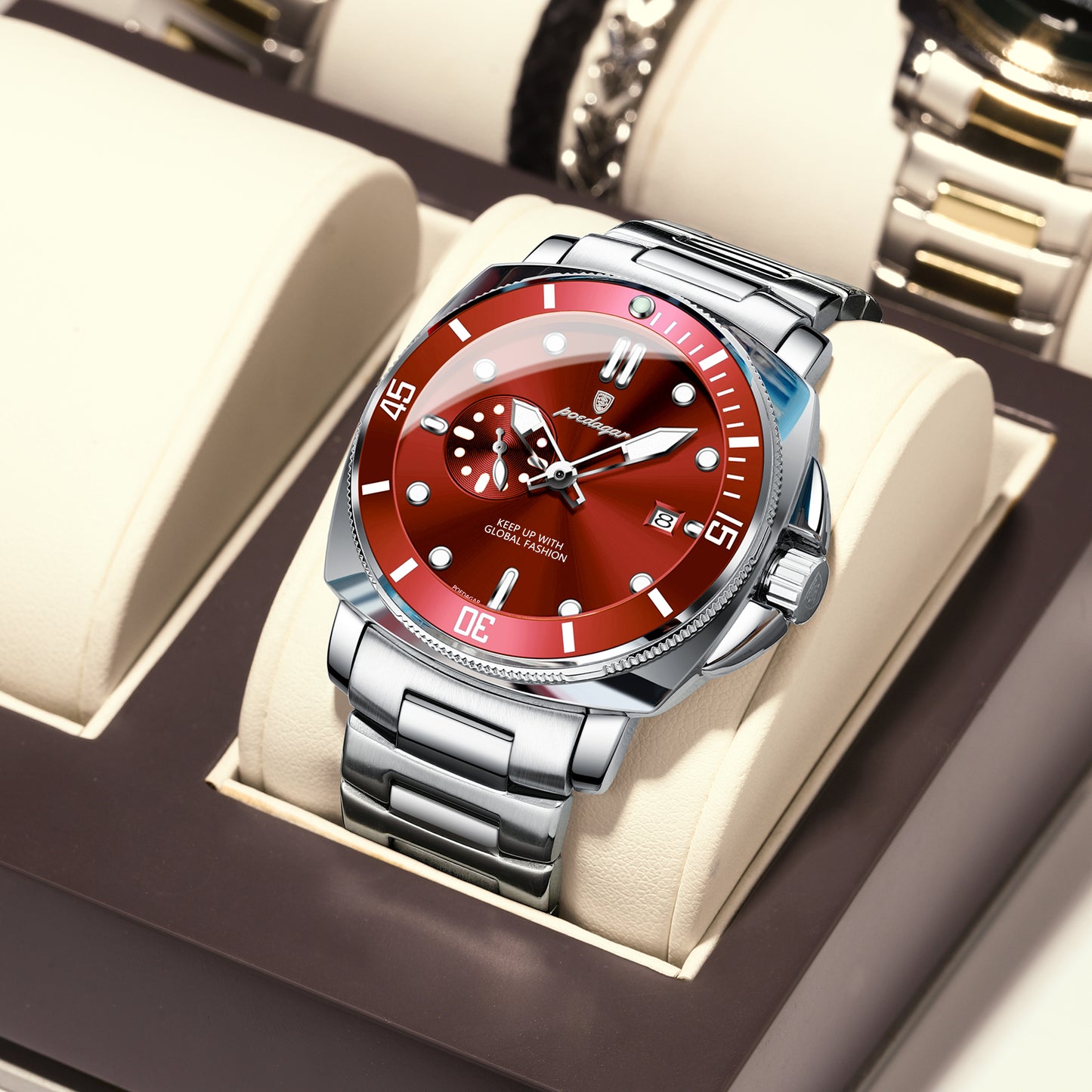 Reloj Poedagar Hombre Original Plateado PG-873-PLRO