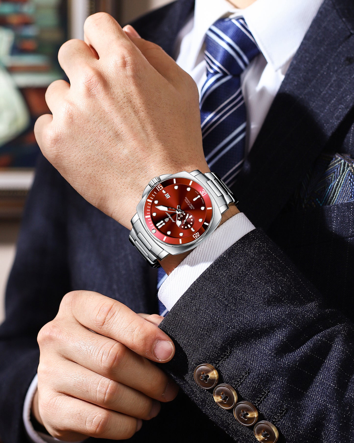 Reloj Poedagar Hombre Original Plateado PG-873-PLRO