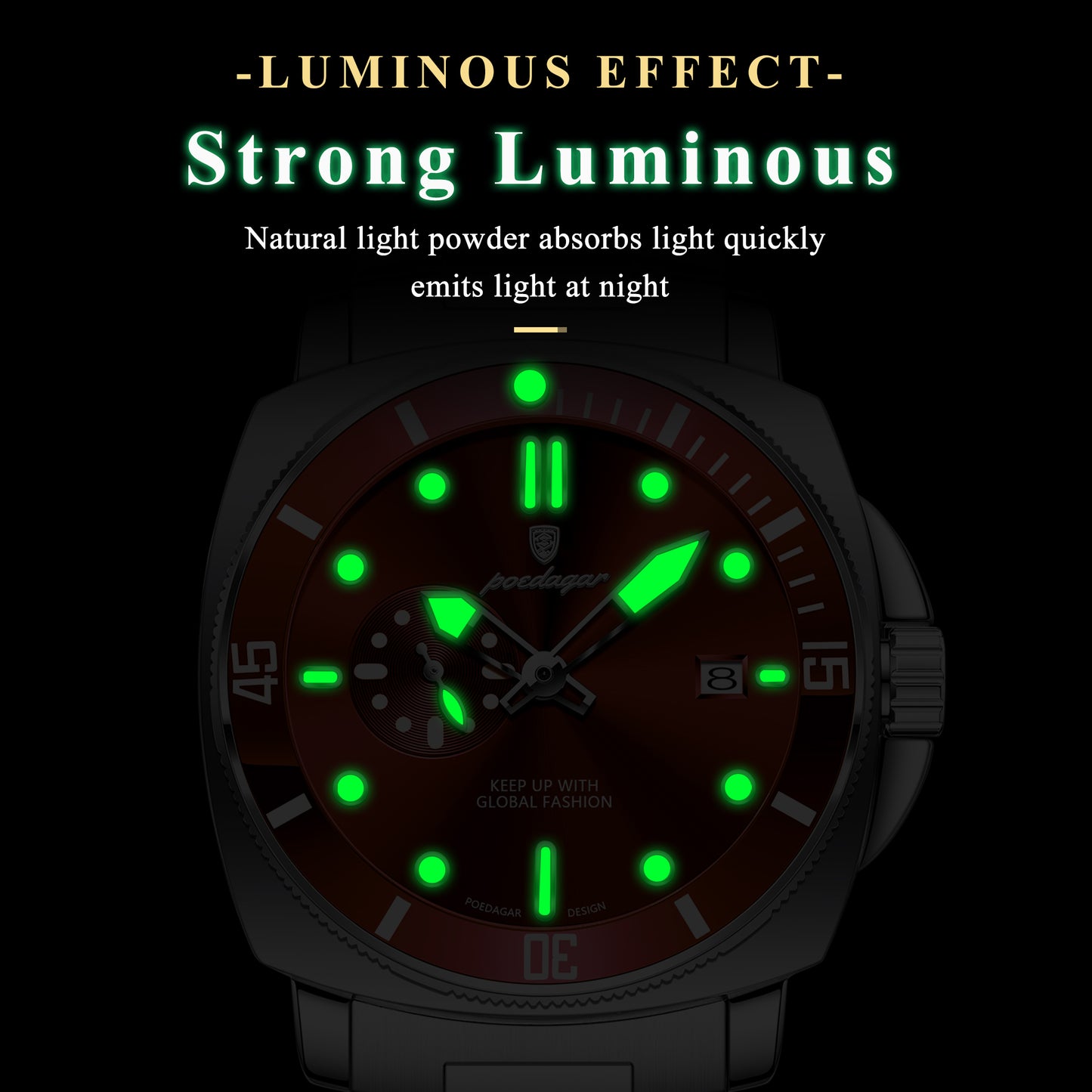 Reloj Poedagar Hombre Original Plateado PG-873-PLRO
