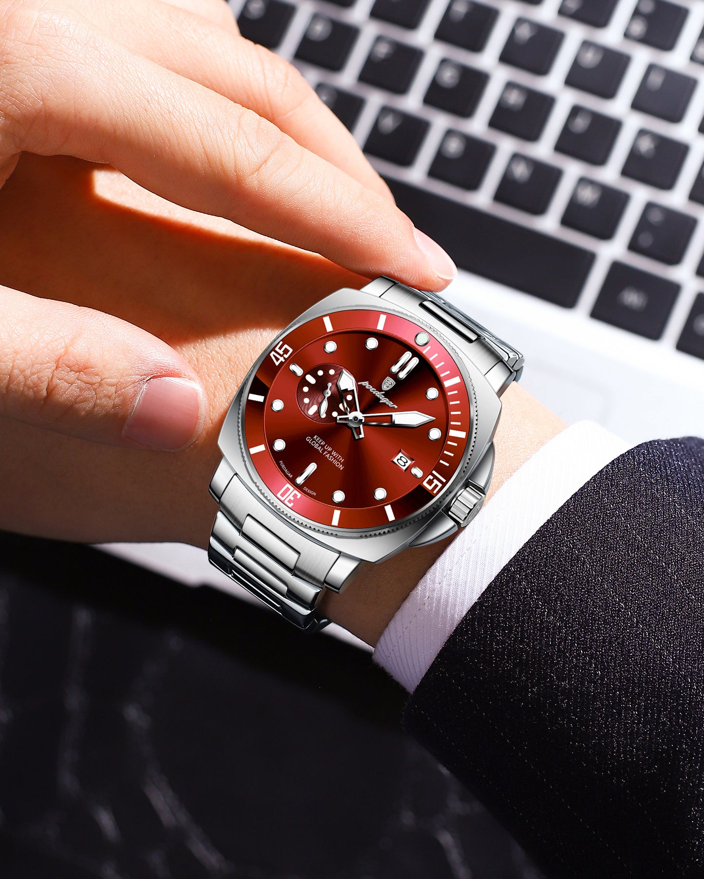 Reloj Poedagar Hombre Original Plateado PG-873-PLRO