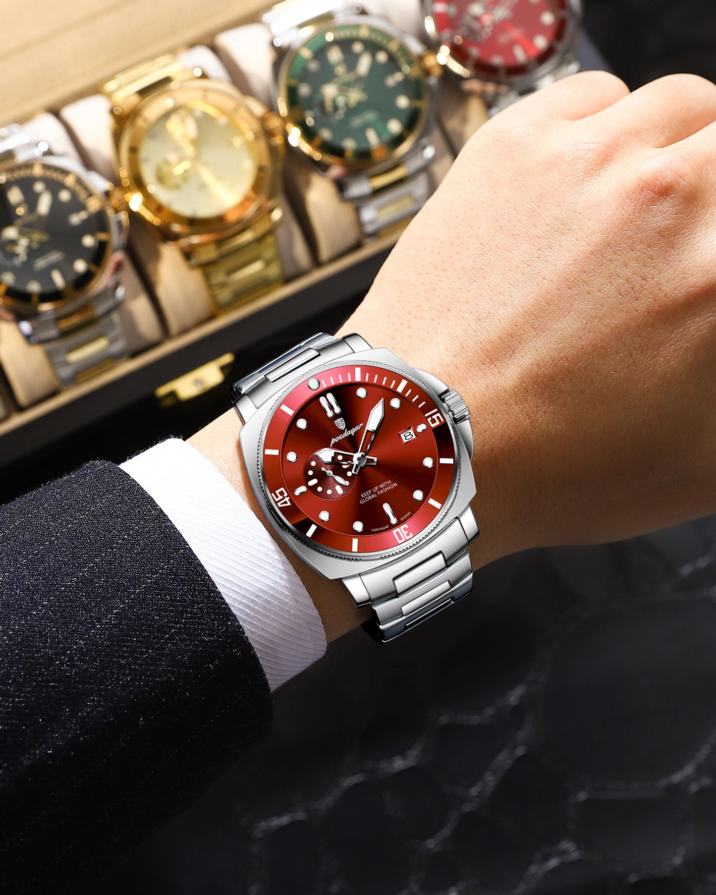 Reloj Poedagar Hombre Original Plateado PG-873-PLRO
