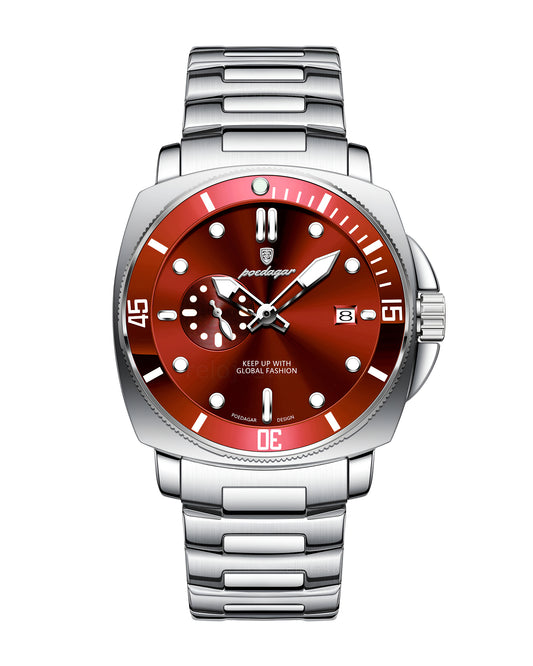 Reloj Poedagar Hombre Plateado PG-873-PLRO