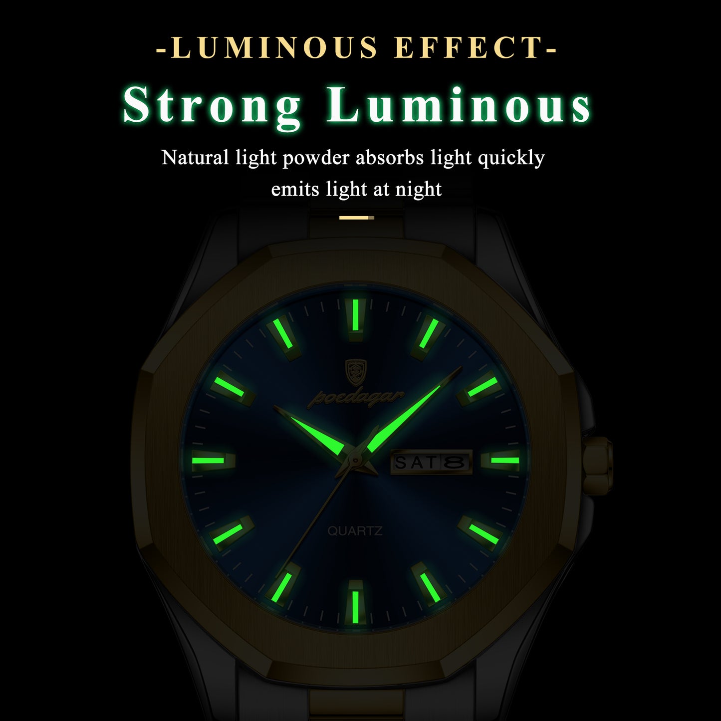 Reloj Poedagar Hombre Original Plateado y Dorado PG-875-BIAZ